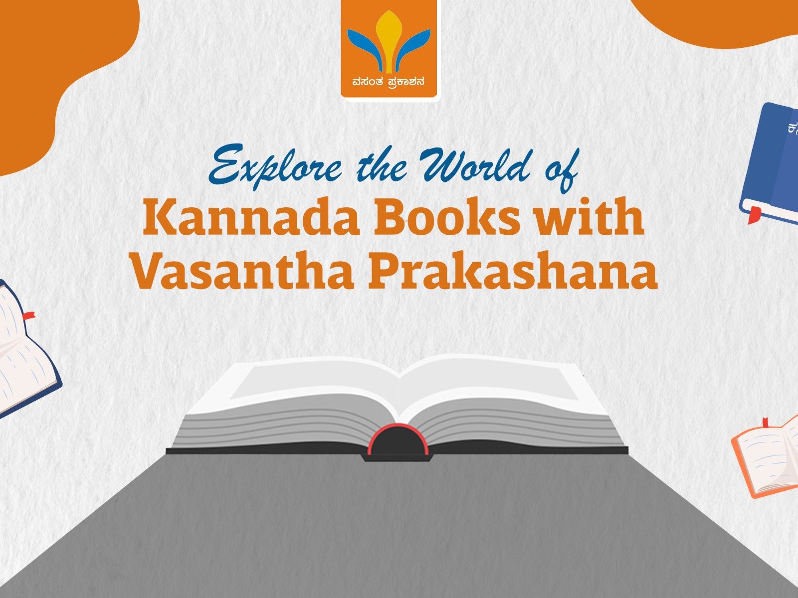 Collection of Kannada books including novels, motivational books, kids books, mythology books and story books from Vasantha Prakashana